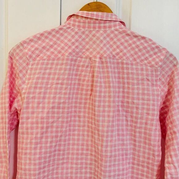 Untuckit Carina Pink Gingham Check Button Front Top Size 6 - Picture 8 of 9